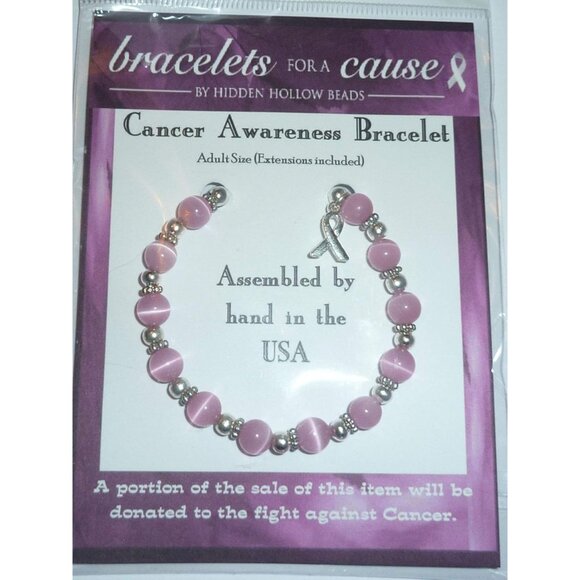 Supports the Fight Against Cancer - Beaded Pink Bracelet with Extender - 7 3/4" - Picture 5 of 6